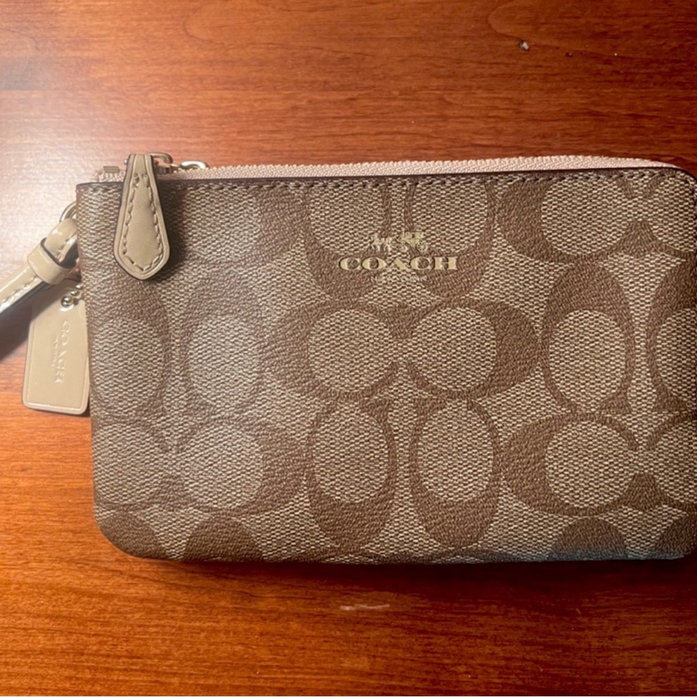 Coach double corner zipper wristlet